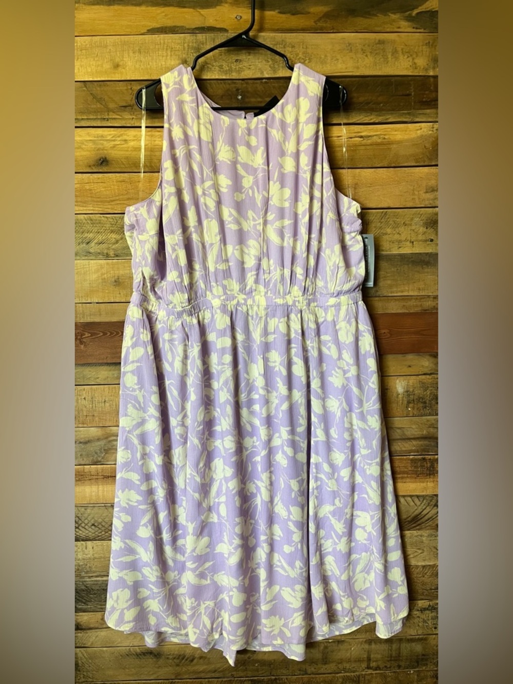 Lane Bryant Crew Neck Fit And Flare Lavender And Cream Floral Dress - Picture 2 of 12